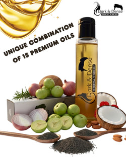 Dark & Dense Hair Oil – 15 Premium Oils Blend for Hair Growth, Hair Fall Control & Natural Shine (100% Herbal)